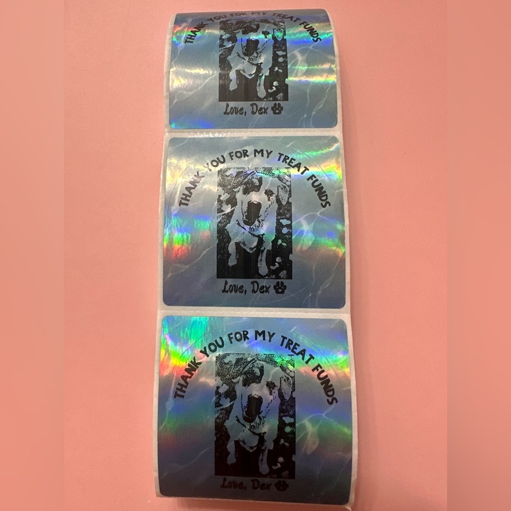 50 ct. Custom 2β Round Ocean Blue Holographic Stickers - Picture 5 of 8